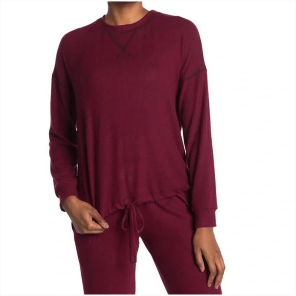 Freeloader Hacci Long Sleeve burgundy drawstring Sweater XS
